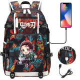 Demon Slayer Big Capacity Backpack Unsiex Ruchsack Students School Backpack Travel Backpack With USB Charging Port