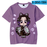 Demon Slayer Anime Merch Cartoon Character Print Youth Unisex Tee Short Sleeve Cute T-shirt