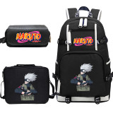 Anime Naruto Backpack Set Big Capacity Students Backpack With Lunch Bag and Pencil Bag Set 3pcs