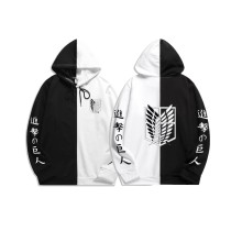 Anime Attack On Titan Hoodie Black and White Stree Style Hip Hop Casual Hooded Sweatshirt Outfit