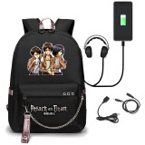 Anime Attack On Titan Backpack Students Bookbag With USB interface