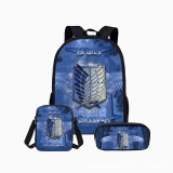 Anime Attack On Titan Backpack Set 3pcs Students School Bacpack With Lunch Bag and Pencil Bag Set