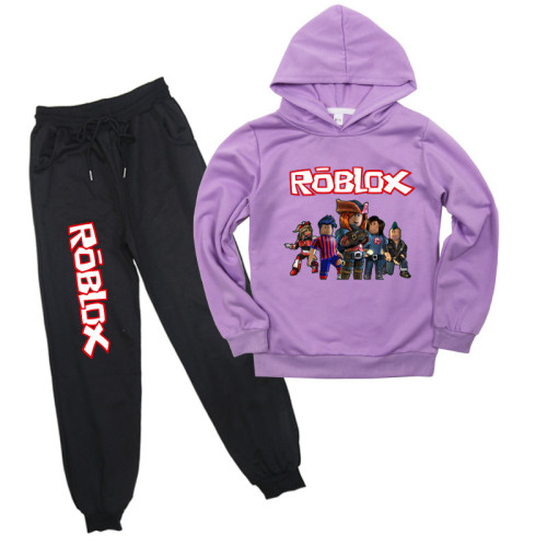 Roblox Kids Sweatsuits Casual Cotton Outfit Long Sleeve Hoodie and Jogger Pants Set