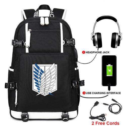 Anime Attack On Titan Big Capacity Backpack Unisex Kids Youth Bookbag Travel Bag With USB Charging Port