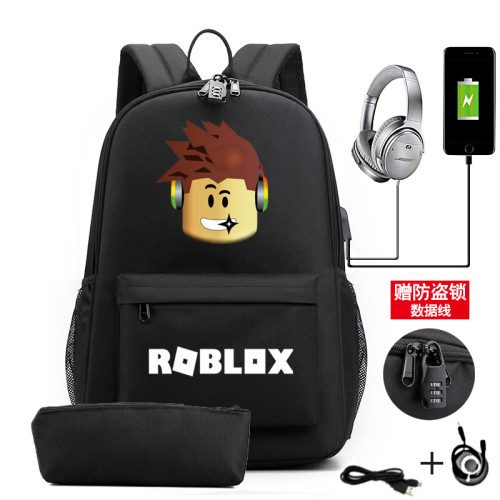 Roblox Galaxy Color Backpack Set 2pcs Bookbag With Pencil Bag Stundents Trendy Backpack Set With USB Charging Port