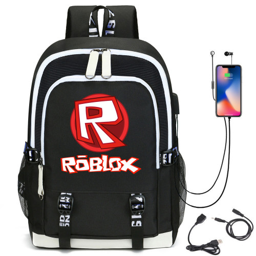 Roblox Students School Backpack With USB Chagring Port Kids Youth Unisex Bookbag