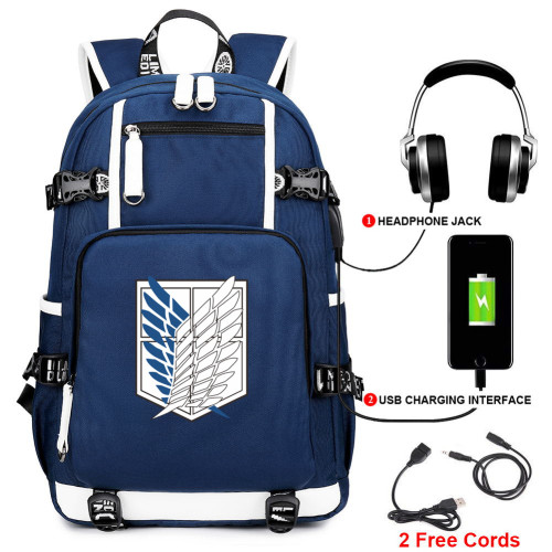 Anime Attack On Titan Big Capacity Backpack Unisex Kids Youth Bookbag Travel Bag With USB Charging Port