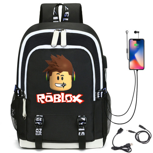 Roblox Kids Youth Big Capacity Backpack Girls Boys Rucksack Travel Backpack Bookbag Computer Backpack With USB Charging Port