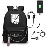 Anime Attack On Titan Kids Youth Backpack Unisex Girls Boys School Backpacks Bookbag With USB Interface