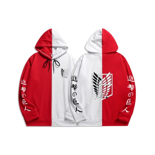 Anime Attack On Titan Hoodie Black and White Stree Style Hip Hop Casual Hooded Sweatshirt Outfit