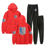 Anime Attack On Titan Hoodie and Sweatpants Set Unisex Youth Casual Sweatsuit