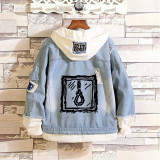 Lil Peep Trendy Street Style Jacket Denim Hooded Fake-two-piece Coat Unisex Hip Hop Outfit