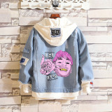 Lil Peep Trendy Street Style Jacket Denim Hooded Fake-two-piece Coat Unisex Hip Hop Outfit