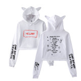 Lil Peep Hellboy Print Hoodie Girls Crop Tops With Cat Ear Hooded