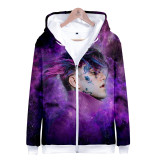 Lil Peep 3-D Zipper Jacket Unisex Hooded Zip Up Long Sleeve Coat For Fall Winter