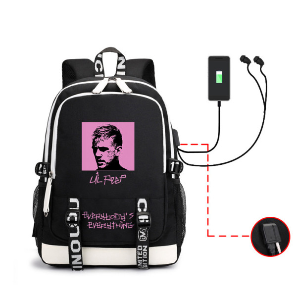 Lil Peep Students Backpack Bookbag Compuert Backpack With USB interface