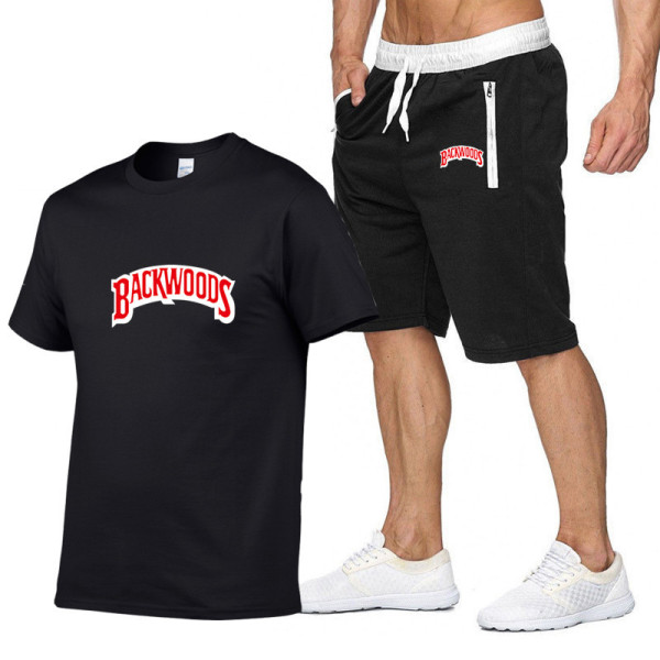 Backwoods Summer Casual Mens 2 Pieces Short Sleeves T-shirt and shorts Suit