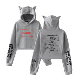 Lil Peep Hellboy Print Hoodie Girls Crop Tops With Cat Ear Hooded