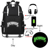 Backwoods Students Backpack School Book Bag Big Capacity Travel Bag With USB Charging Port Glow In Dark