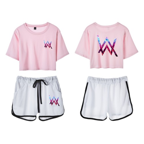 Alan Walker Girls Short Suits Crop Top Tee and Shorts Set