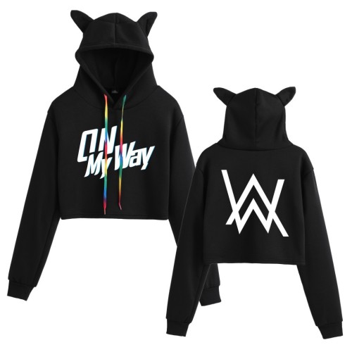 Alan Walker Girls Women Crop Top Hoodie ON my Way Print Hooded Sweatshirt