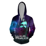 Alan Walker 3-D Zipper Jacket Unisex Zip Up Hooded Coat Unisex