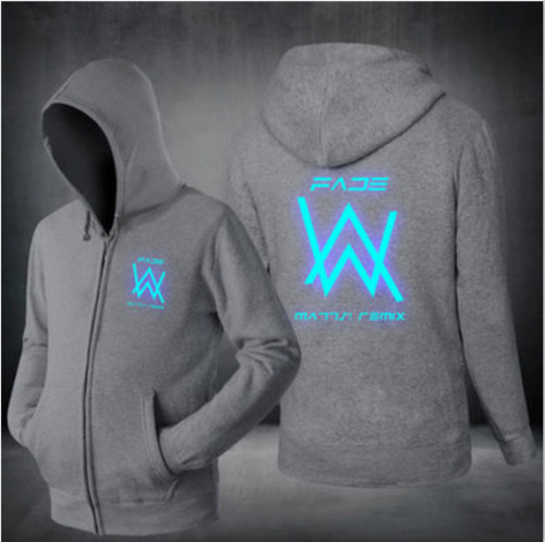 Alan Walker Glow In The Dark Zipper Jacket Unisex Zip Up Hooded Long Sleeve Coat