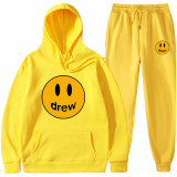 Drew Smiley Face Print Hoodie and Sweatshirt Suit 2 Pieces Sweatshirt and Jogger Pants