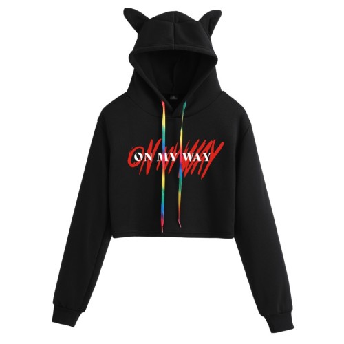 Alan Walker Girls Women Crop Top Hoodie ON my Way Print Hooded Sweatshirt