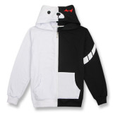 Danganronpa Hoodie Monokuma Black and White Hooded Sweatshirt Zip Up Jacket Cosplay Costume Coat