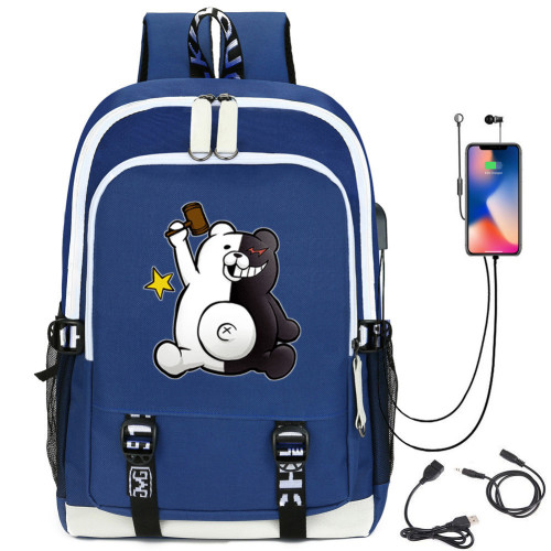 Danganronpa Backpack With USB interface Stundents Backpack Computer Backpack