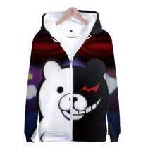 Danganronpa Monokuma Hoodie Zip Up Hooded Fleece Jacket Coat for Fall and Winter