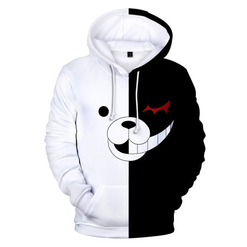 Danganronpa Monokuma Black and White Hoodie Casual Fit Unisex Sweatshirt Long Sleeve Tops