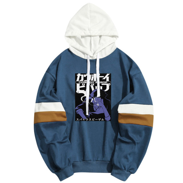 Cowboy Bebop Merch Contrast Color Trendy Hoodie Unisex Long Sleeve Hooded Sweatshirt