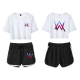 Alan Walker Girls Short Suits Crop Top Tee and Shorts Set