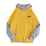 Drew Fashion Fake Two Pieces Contrast Color Long Sleeves Unisex Hooded Sweatshirt Hoodie