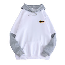 Drew Fashion Fake Two Pieces Contrast Color Long Sleeves Unisex Hooded Sweatshirt Hoodie