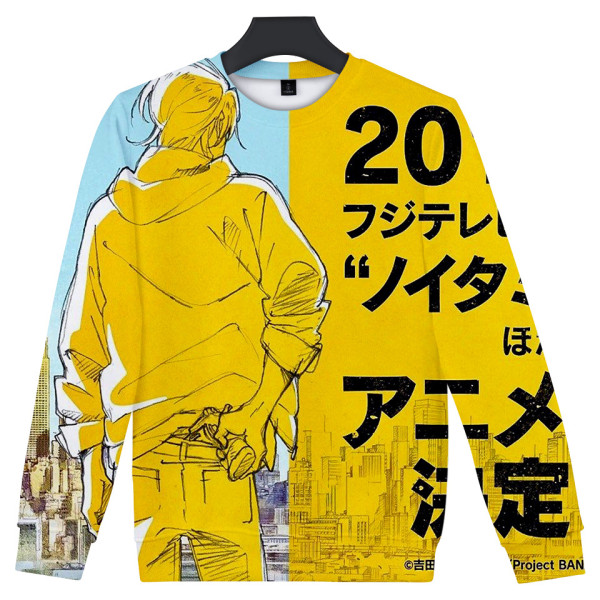 Anime Banana Fish Youth Teens Sweatshirt Long Sleeve Round Neck Pullover Casual Tops