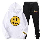 2021 New Trendy Drew Smile Face Hoodie And Sweatpants Set Unisex Sweatsuits