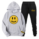 2021 New Trendy Drew Smile Face Hoodie And Sweatpants Set Unisex Sweatsuits