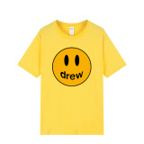 Drew Smile Face Print Fashion Loose Short Sleeve T-shirt Unisex Comfy Tee
