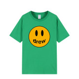Drew Smile Face Print Fashion Loose Short Sleeve T-shirt Unisex Comfy Tee