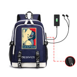 Danganronpa Students Backpack With USB Interface Trendy School Bookbag Computer Backpack