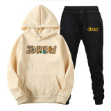 Drew Fashion Long Sleeves Hoodie And Jogger Pants Suit Unisex Casual 2 Pieces Set