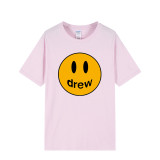 Drew Smile Face Print Fashion Loose Short Sleeve T-shirt Unisex Comfy Tee