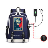 Danganronpa Students Backpack With USB Interface Trendy School Bookbag Computer Backpack