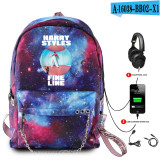 Harry Styles Galaxy Color Backpack Students Bookbag Trendy Backpacks With USB Interface