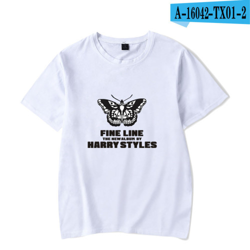 Harry Styles T-shirt Butterfly Tatoo Print Summer Short Sleeve Round Neck Tee