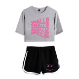 Harry Styles Walls Print Sweatsuit Girls Short Suit Crop Top Tees and Shorts Set