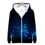 Harry Styles 3-D Zipper Jacket Unisex Hooded Long Sleeve Zip Up Jacket Coat